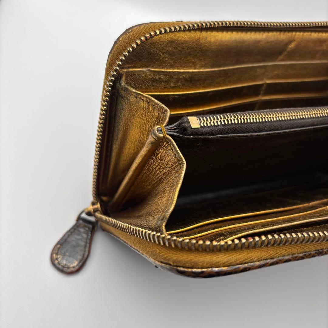 ◆正規品◆ボッティガヴェネタイントレチャート ラウンドファスナー長財布パイソン