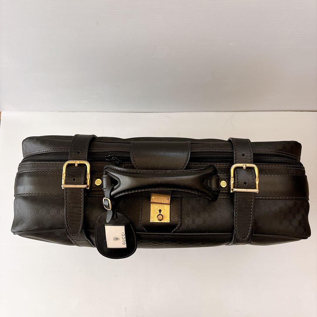 ✨美品✨グッチマイクロGG トランクケース　レザー　黒　旅行カバン　ボストン