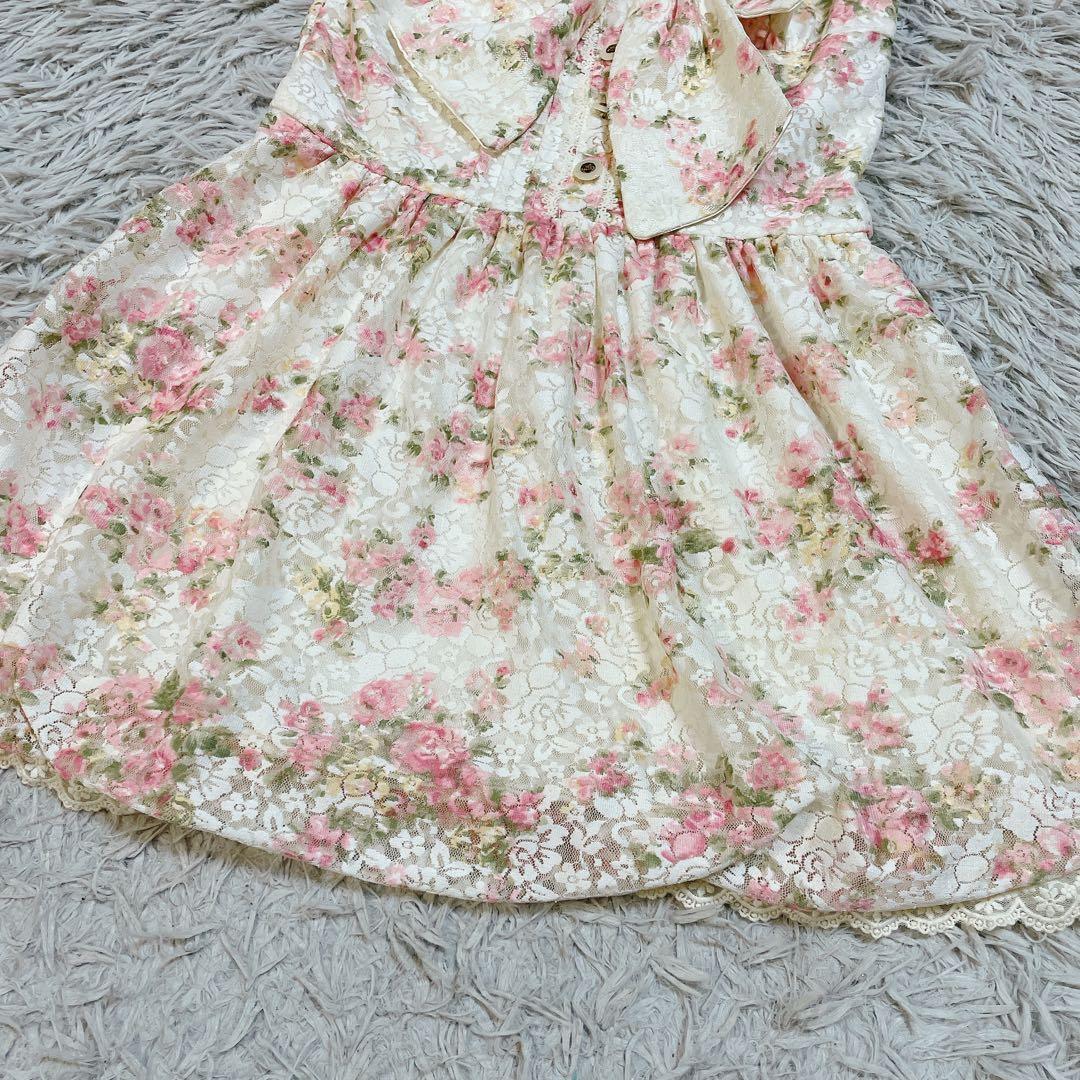 LIZ LISA リズリサ 花柄 レース チュニック ワンピース リボン 美品