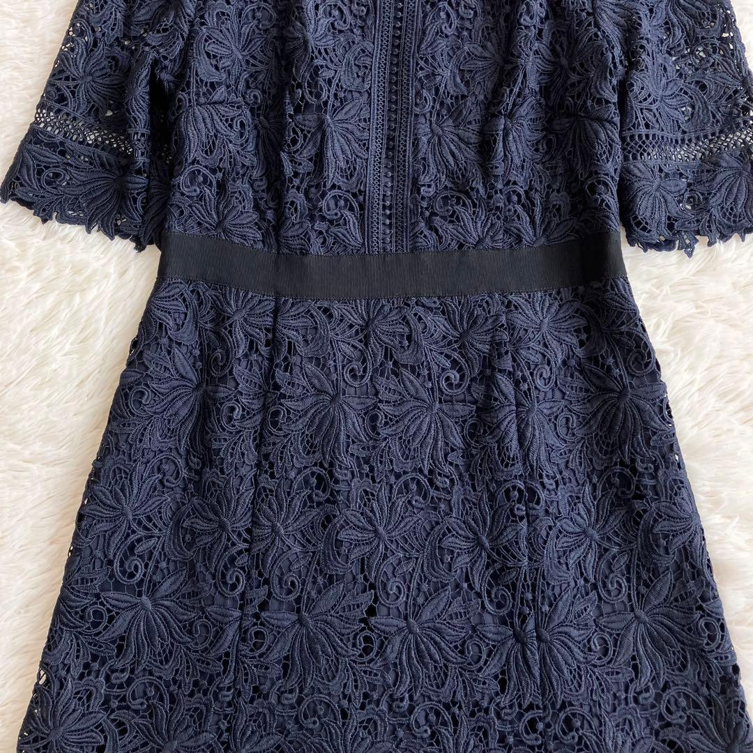 美品 人気 セルフォード レースドレス お呼ばれ ワンピース マーメイド 濃紺