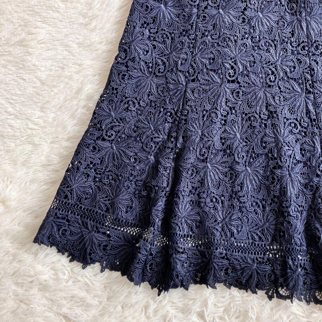 美品 人気 セルフォード レースドレス お呼ばれ ワンピース マーメイド 濃紺