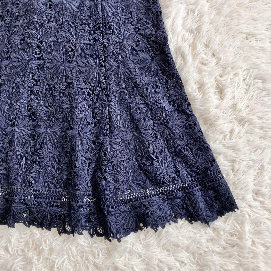 美品 人気 セルフォード レースドレス お呼ばれ ワンピース マーメイド 濃紺