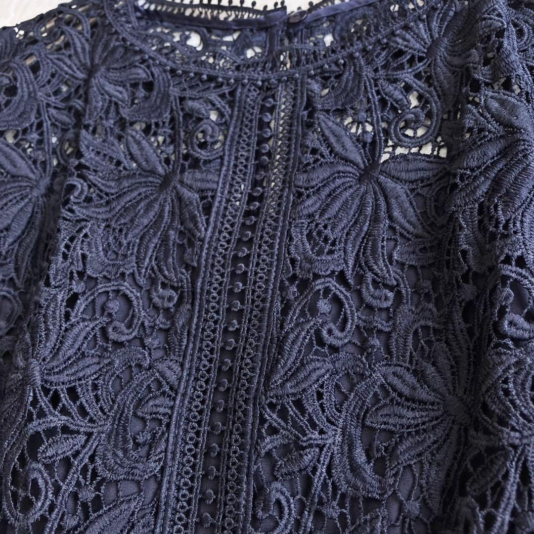 美品 人気 セルフォード レースドレス お呼ばれ ワンピース マーメイド 濃紺
