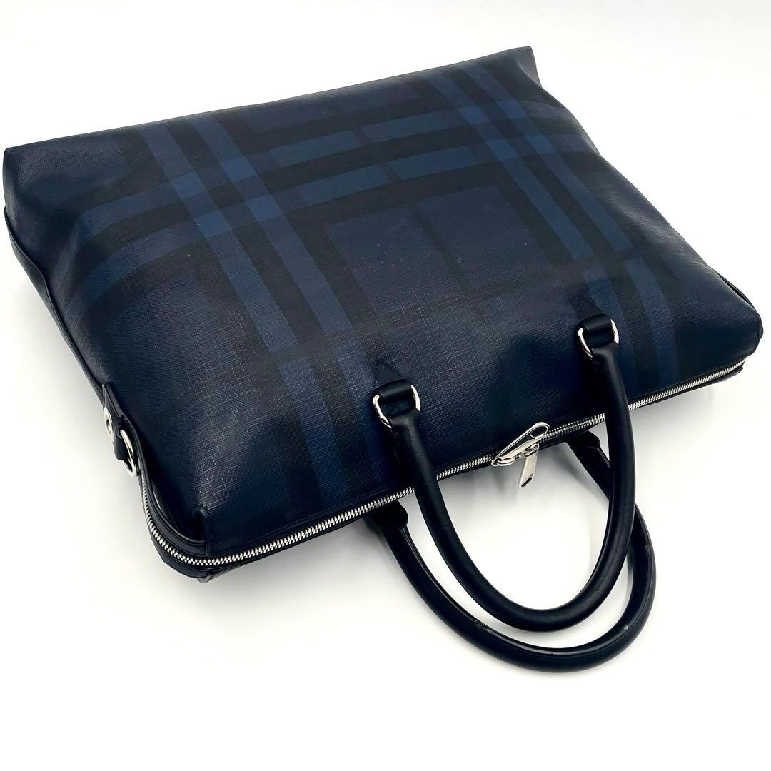 バーバリー ロンドンチェック ビジネスバッグ 2way A4可 ネイビー PVC