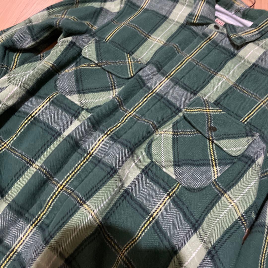 キャピタル KAPITAL ヘビーネル 二重 ネルシャツ ブルゾン 2 グリーン