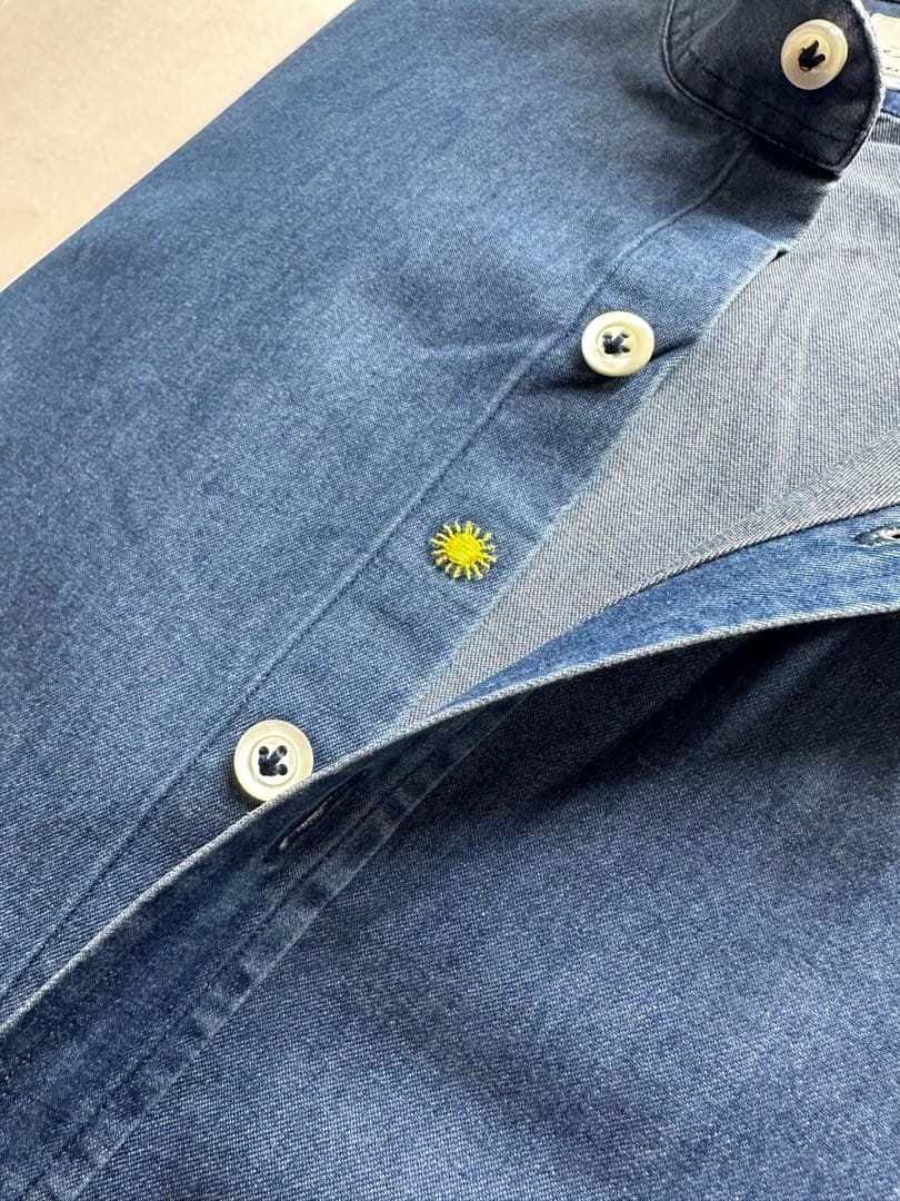 【美品クリーニング済】GANNETTOインディゴシャンブレーシャツXS3738