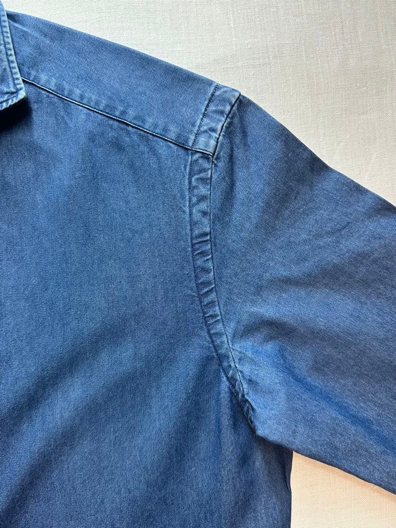 【美品クリーニング済】GANNETTOインディゴシャンブレーシャツXS3738