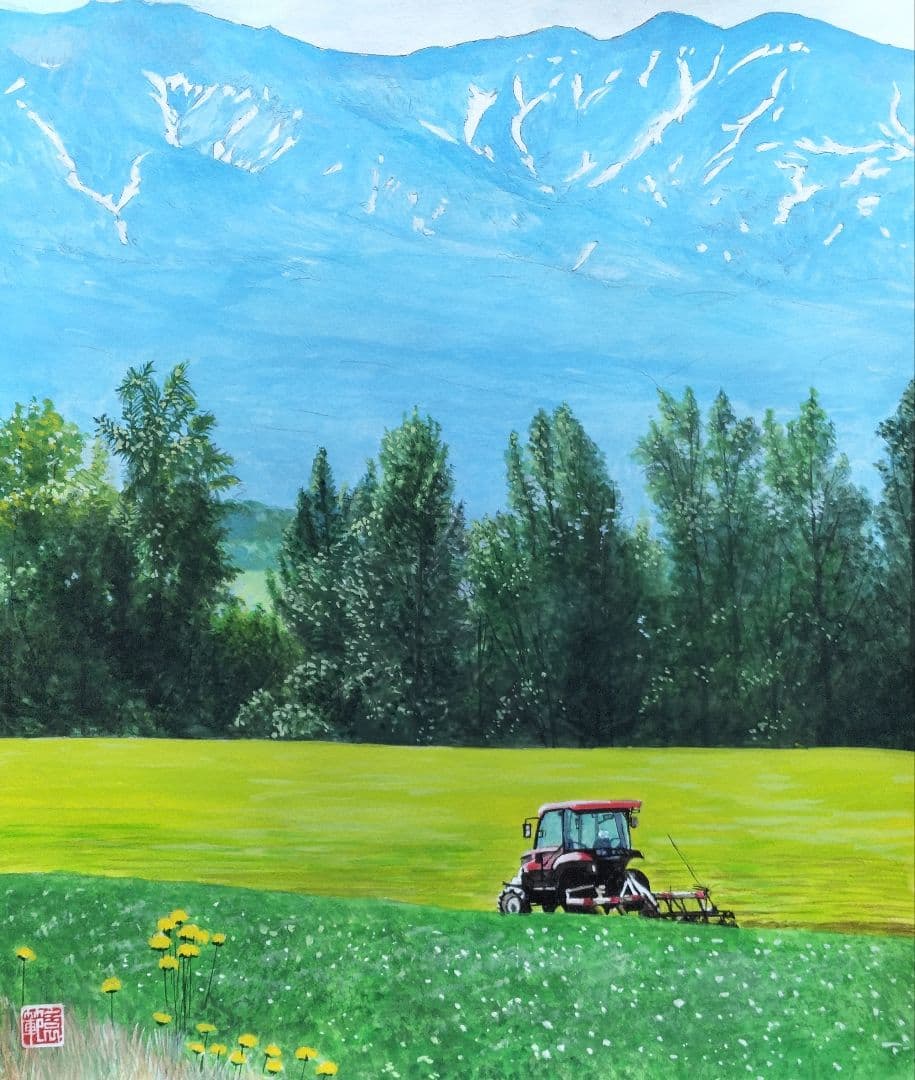 農業風景 水彩画 F10号サイズ