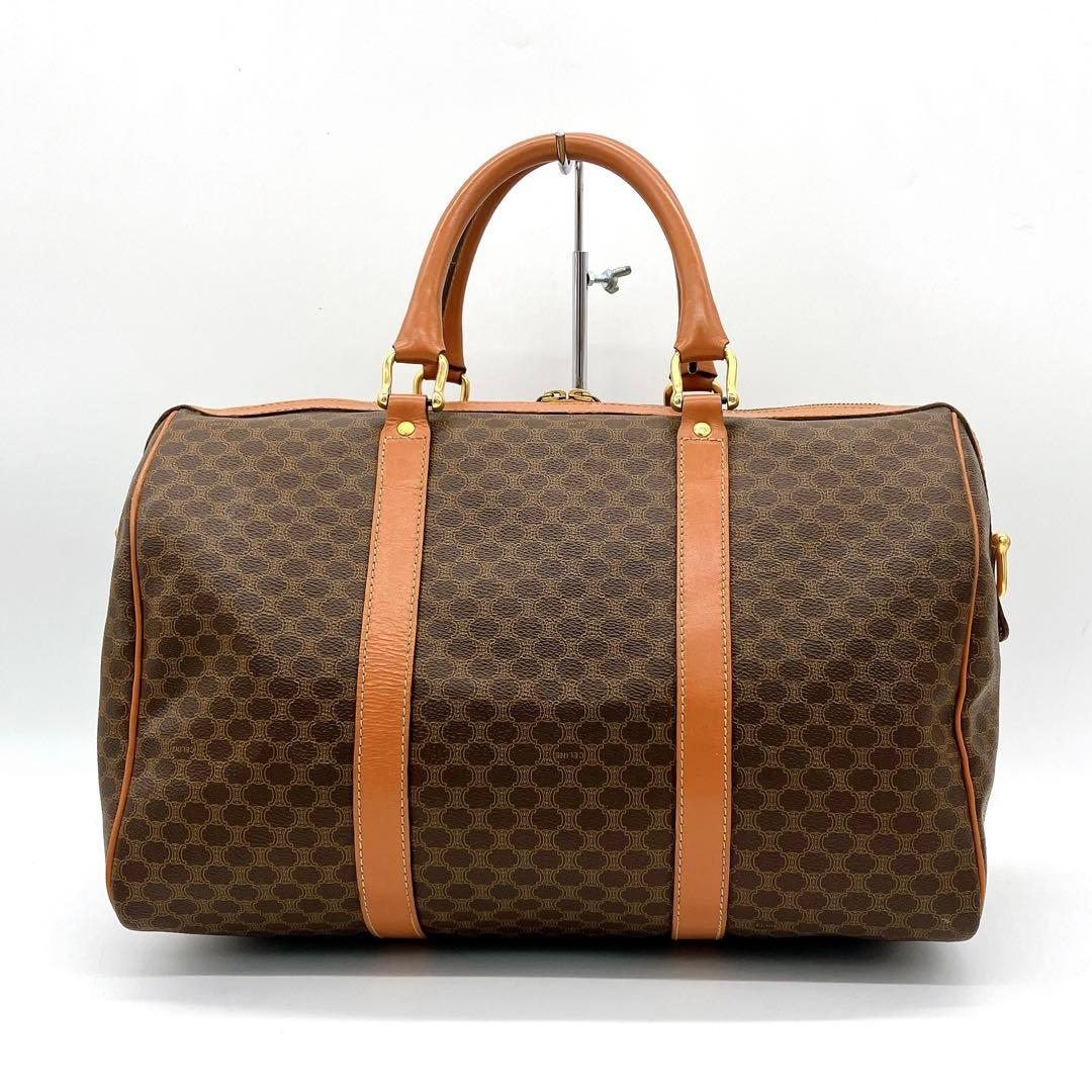 【CELINE】2wayバッグ　ボストンバッグ　マカダム柄　ゴールド金具　PVC