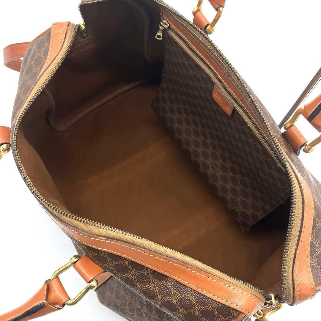 【CELINE】2wayバッグ　ボストンバッグ　マカダム柄　ゴールド金具　PVC