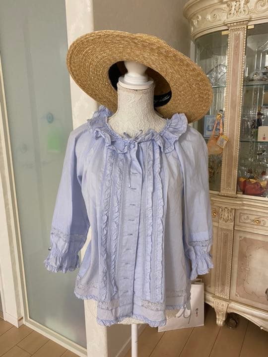 ピンクハウス 新品ローンレースブラウス　ラベンダーブルー