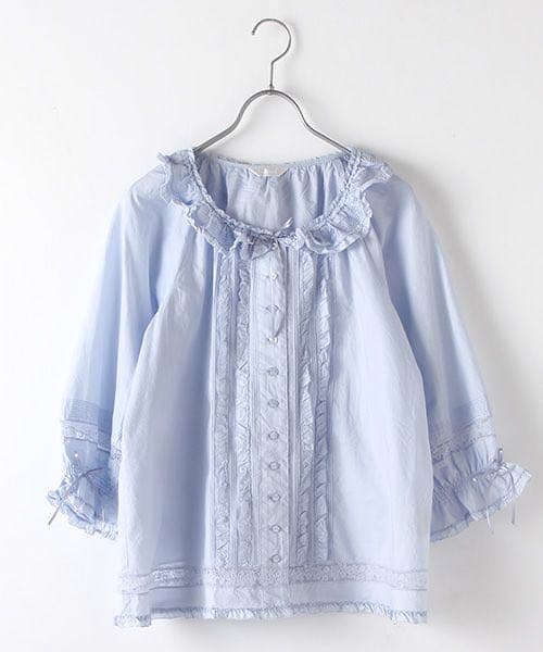 ピンクハウス 新品ローンレースブラウス　ラベンダーブルー