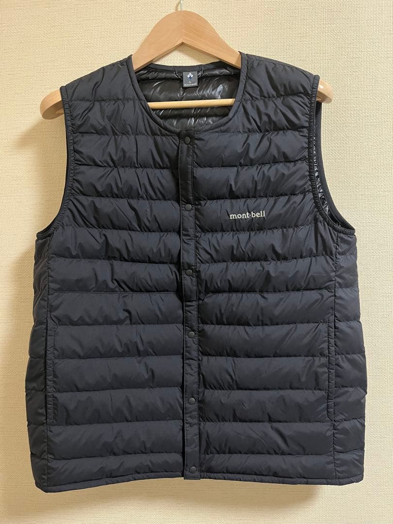 モンベル mont-bell ブラック ダウンベスト Lサイズ メンズ