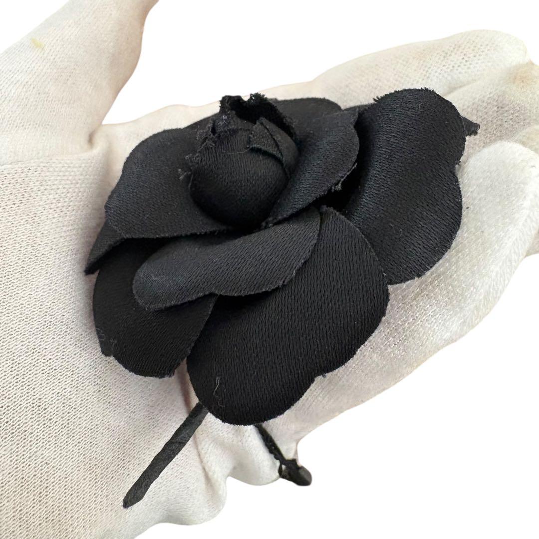 希少　CHANEL シャネル カメリア コサージュ 黒 フランス製　ヴィンテージ