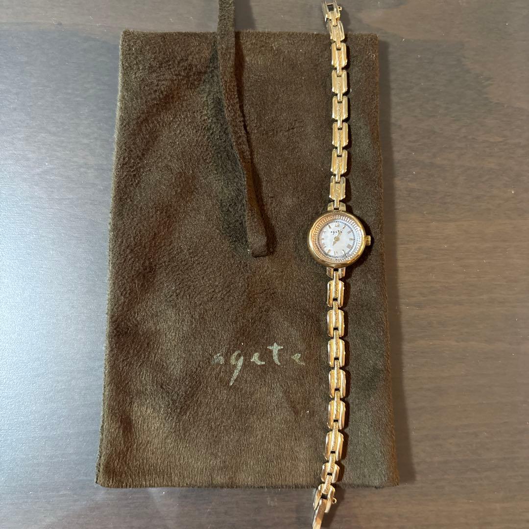 ヒバリ様　agete アガット　ソーラー　腕時計　ピンクゴールド