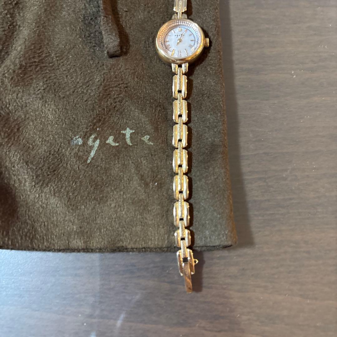 ヒバリ様　agete アガット　ソーラー　腕時計　ピンクゴールド