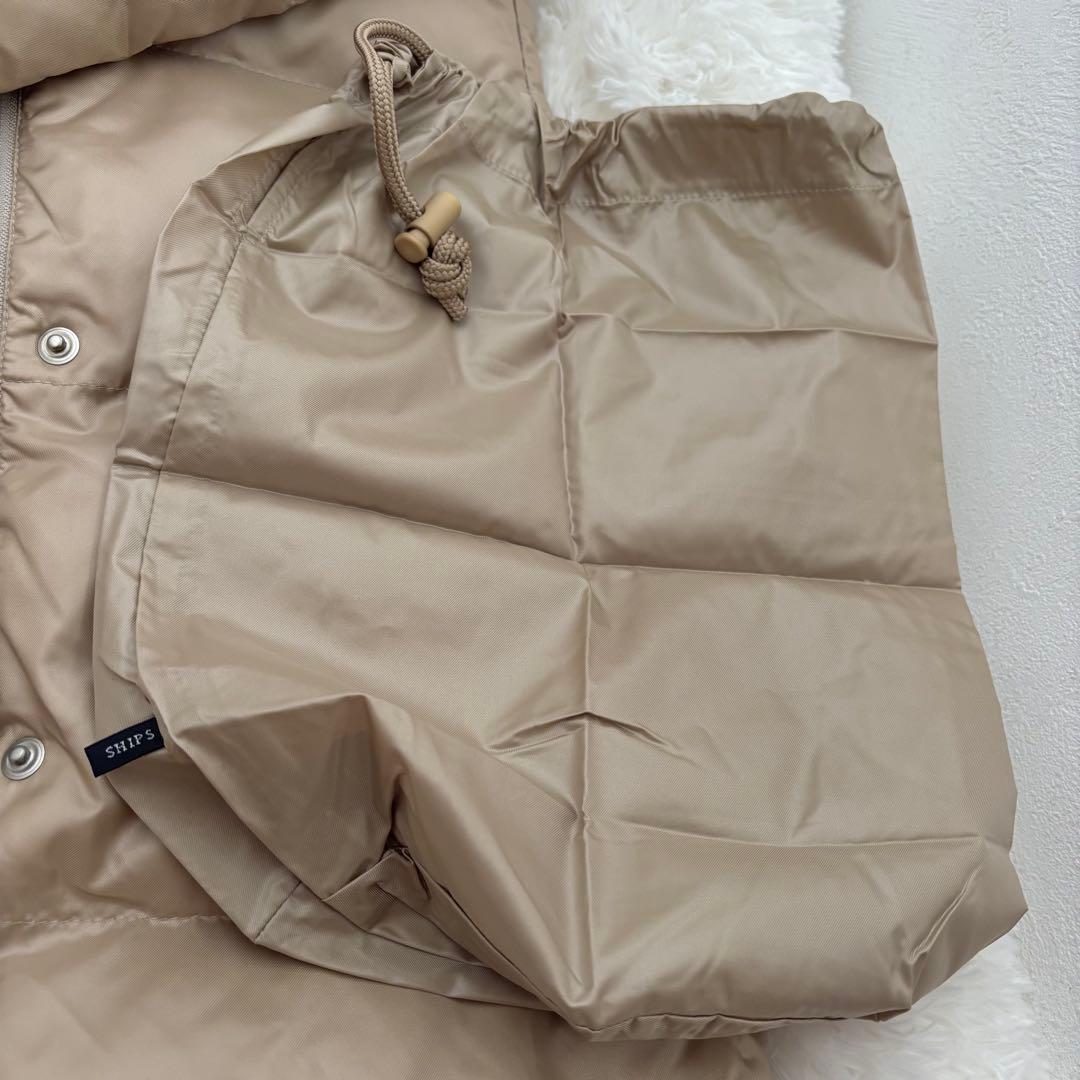 SHIPSシップス★ダウン90%★ブルーフォックスファー★ダウンコート★ベージュ