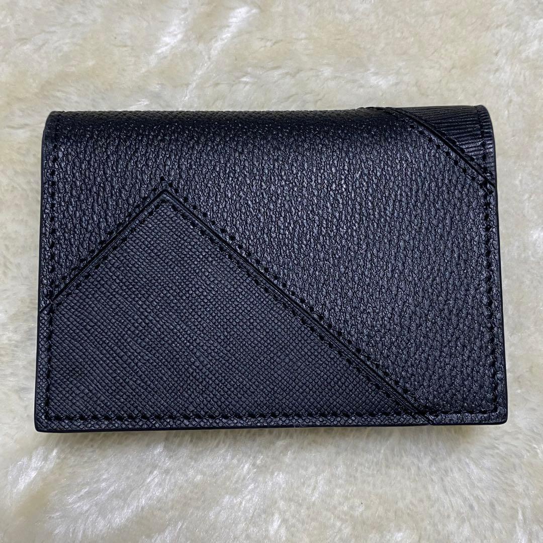 新品未使用✨タケオキクチ名刺入れカードケース黒青バイカラー　アシンメトリーレザー