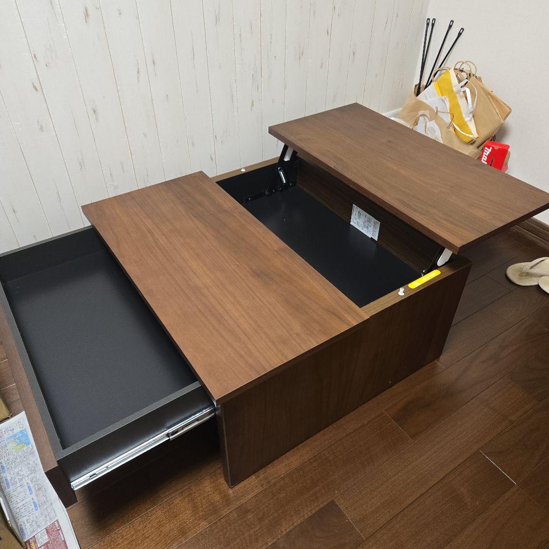 Living House PU-mini Brown ローテーブル 引き出し