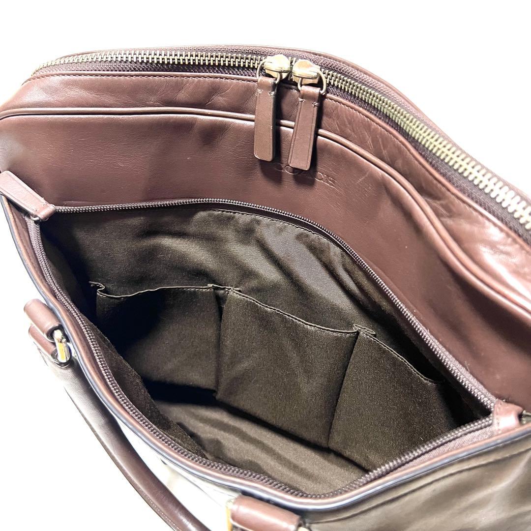 【良品】COACH コーチ ビジネスバッグ ネイビー×ブラウン 71066