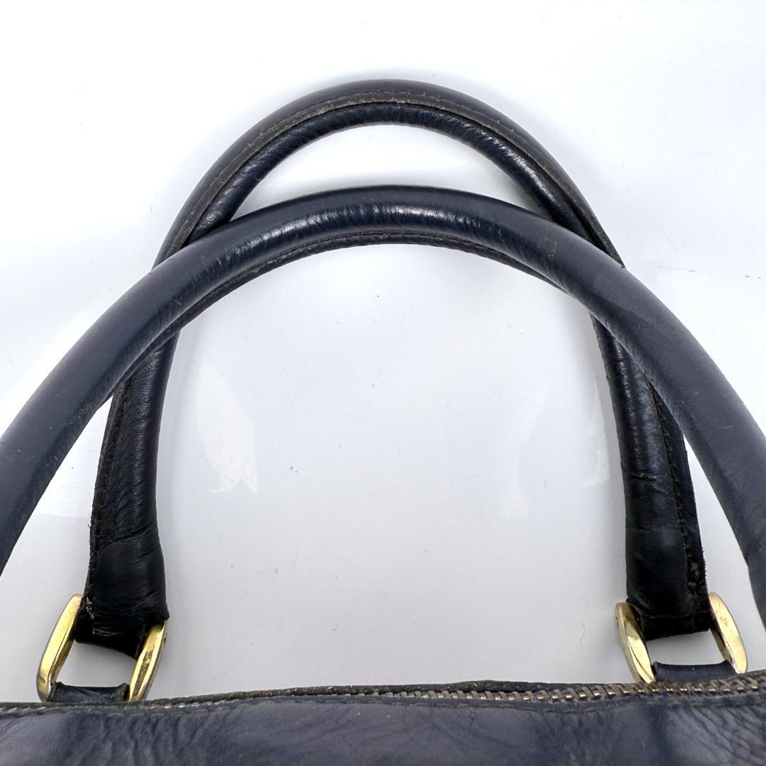 オールドグッチ シェリーライン GG柄 ボストン ハンドバッグ ネイビー