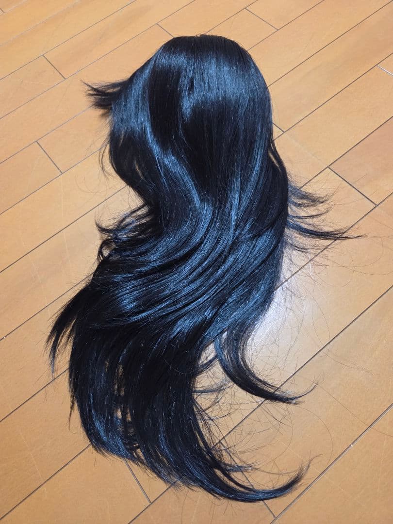 人毛ミックスロングストレートウィッグ 黒