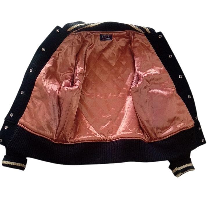 東洋 CLOVER LEAF クローバーリーフ 袖革 スタジャン 黑