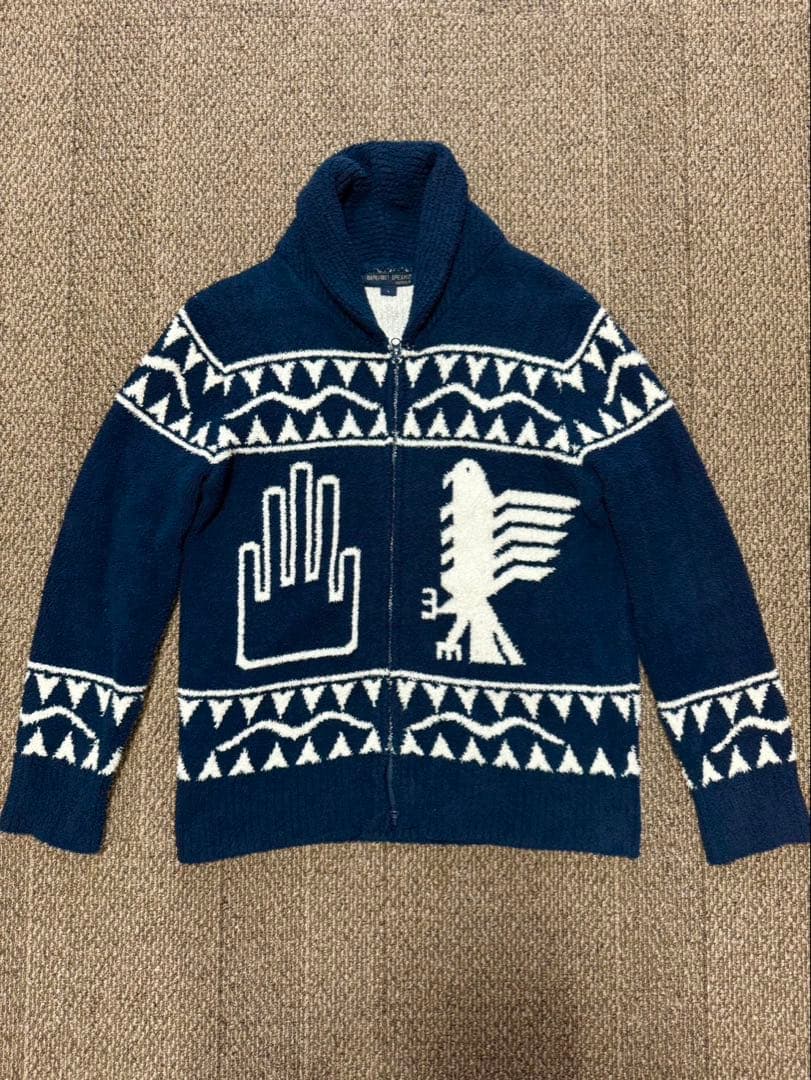 ベアフットドリームス　ジップアップニットカーディガン　ネイティブ柄