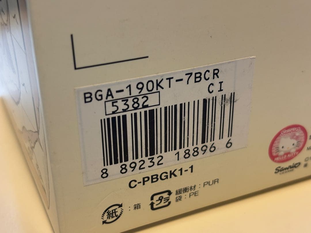 G-SHOCK/baby-G/限定/BGA-190KT/コラボ/キティ/時計/白