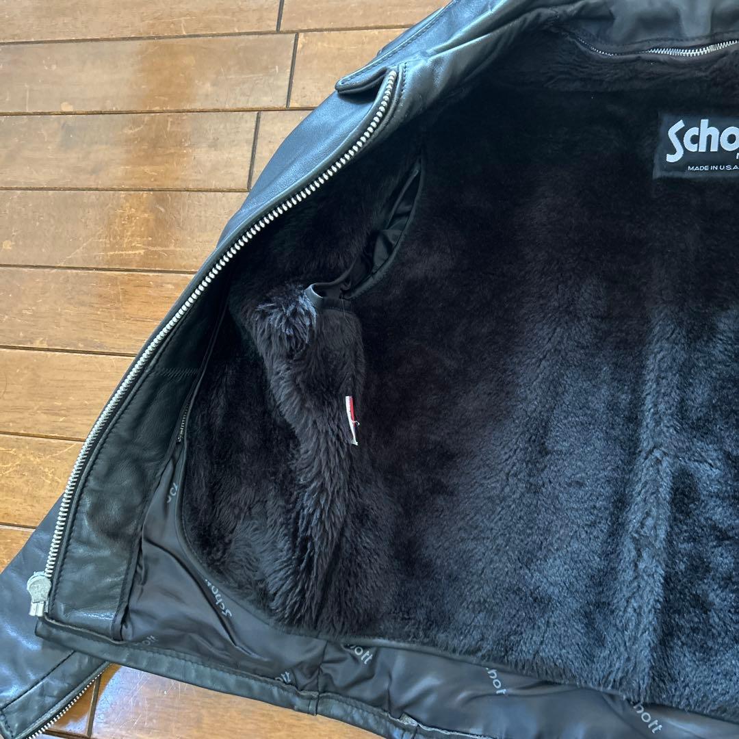 Schott ブラックレザー シングルライダースジャケット