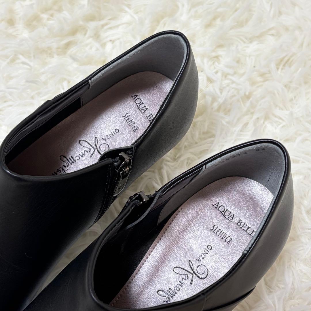 未使用品✨銀座かねまつ レザー ブーティ AQUA BELL 晴雨対応24cm