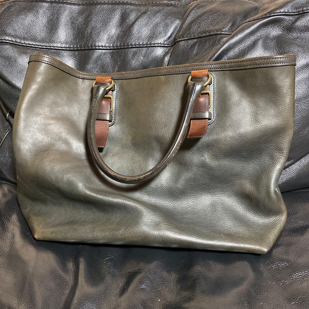 【値下げ】万双　シモーネBOX トート(L)オリーブグリーンorネイビー