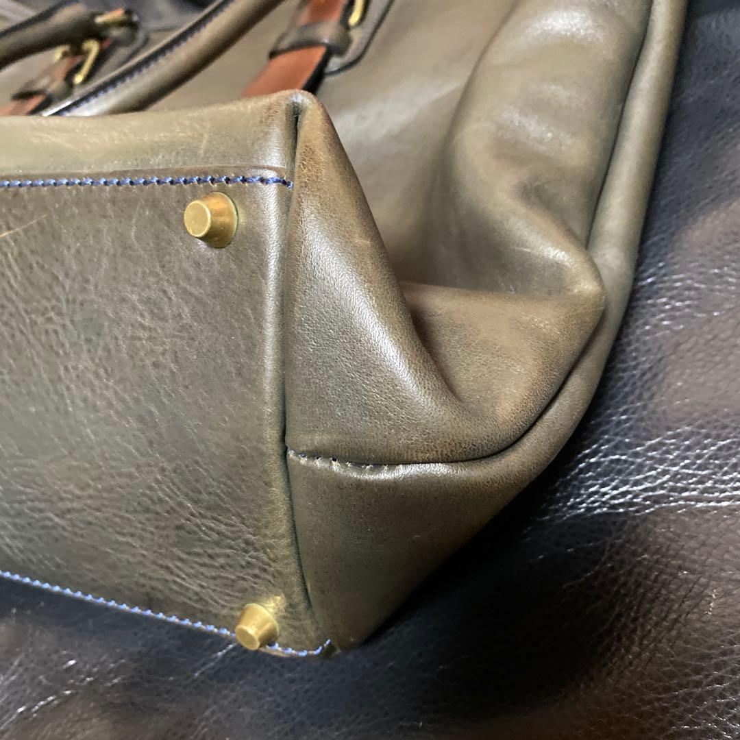 【値下げ】万双　シモーネBOX トート(L)オリーブグリーンorネイビー