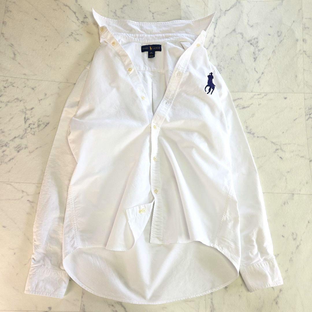 ラルフローレン 白 ホワイト 長袖シャツ ビッグポニー刺繍 L相当