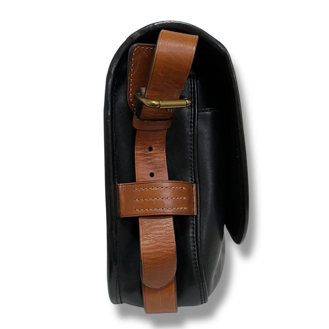 美品 ポロラルフローレン メッセンジャーバッグ レザー ブラック A4収納可