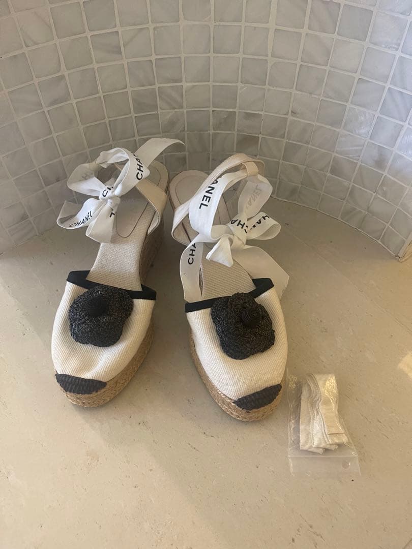 CHANELシャネル サンダルシューズカメリアココマーク ウェッジソール23cm
