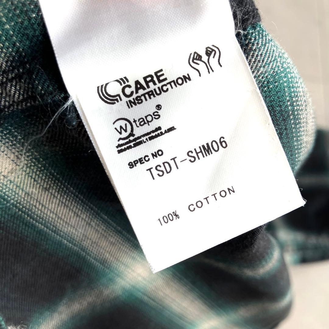 【美品】WTAPS ダブルタップス 長袖オンブレチェックシャツ グリーン系