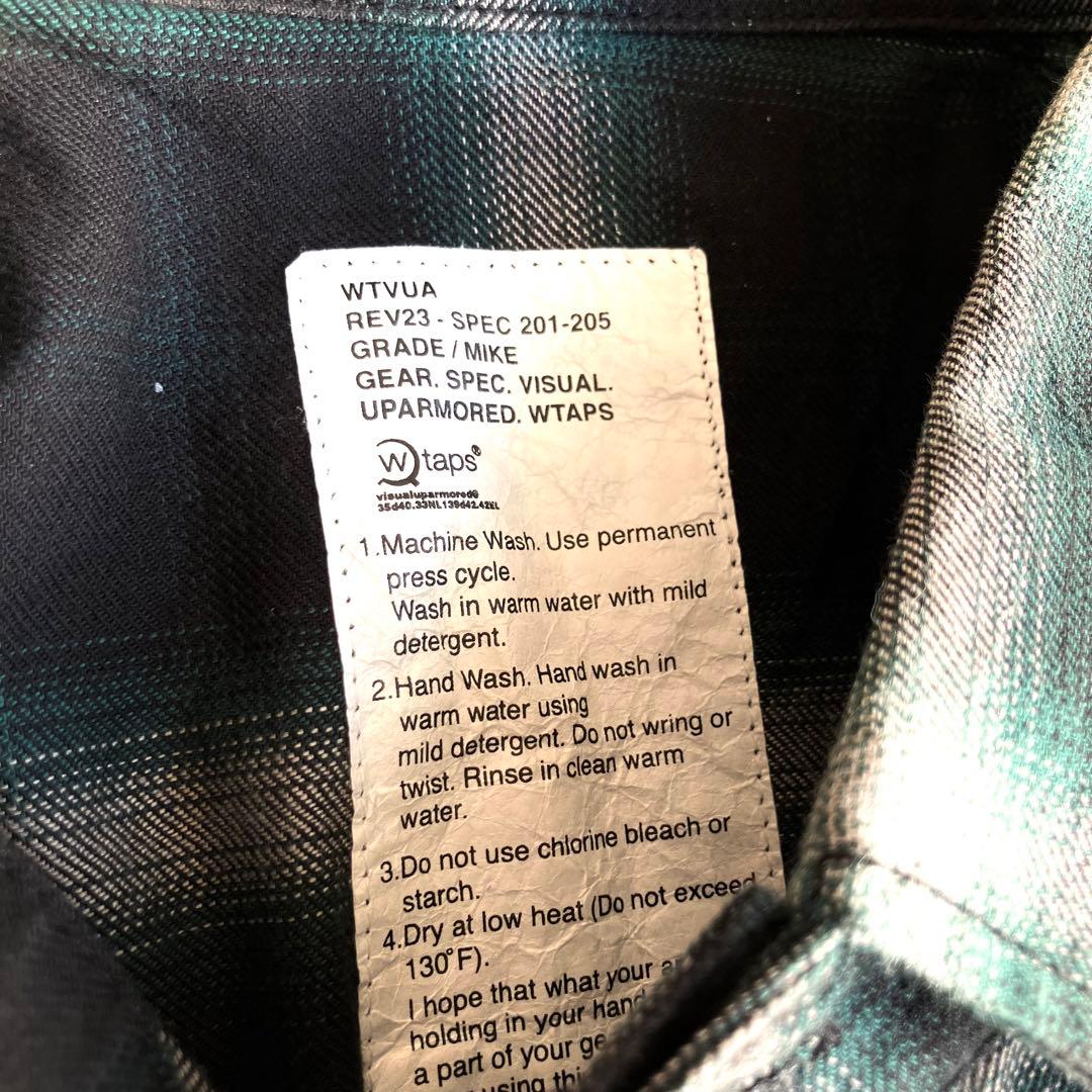 【美品】WTAPS ダブルタップス 長袖オンブレチェックシャツ グリーン系