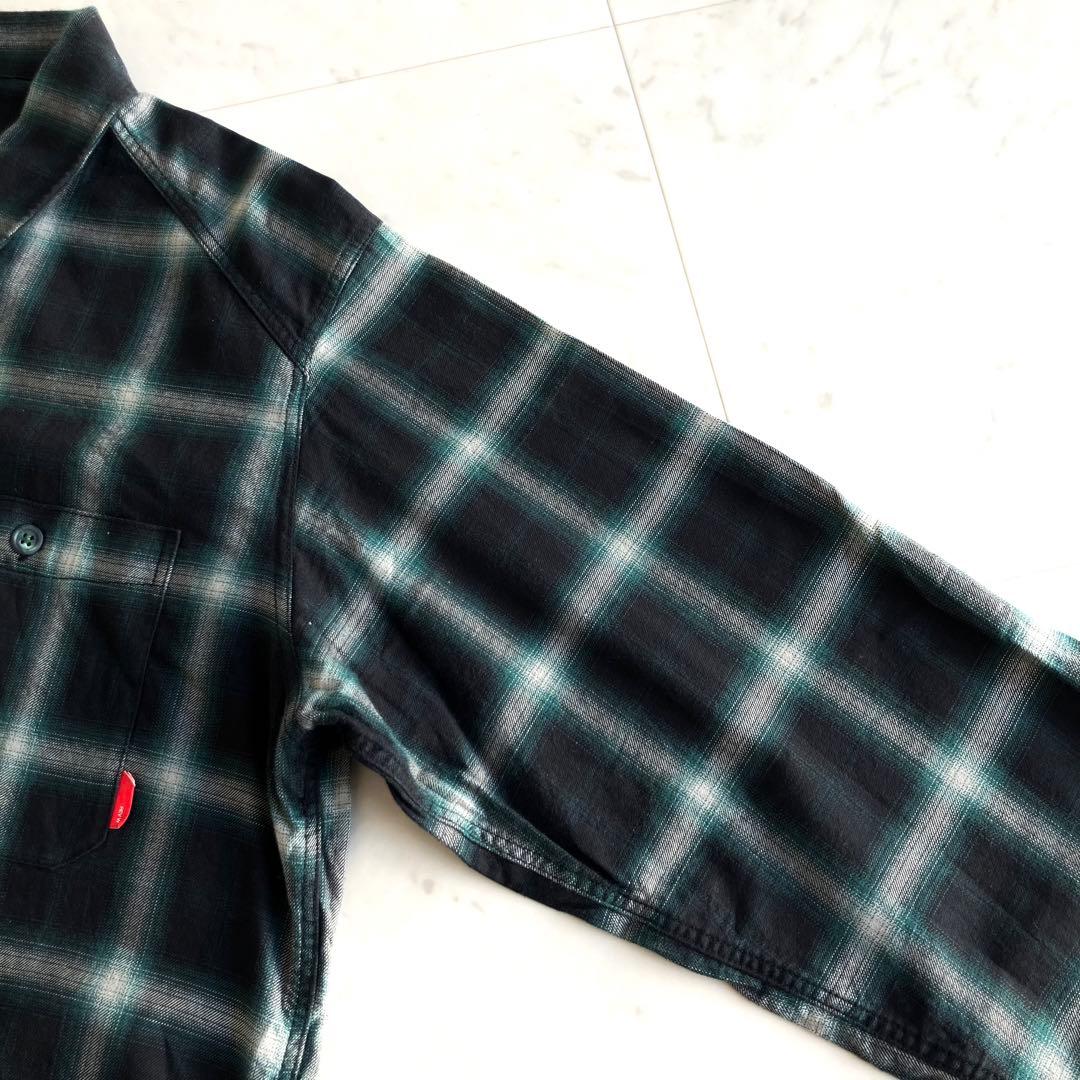【美品】WTAPS ダブルタップス 長袖オンブレチェックシャツ グリーン系