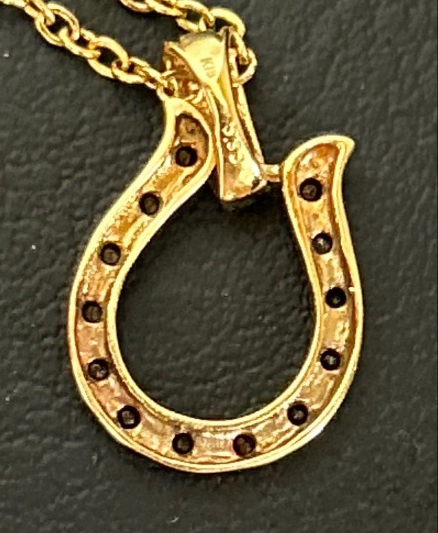 ✨K18 馬蹄ブラックダイヤとフェザーネックレス天然ダイヤ✨