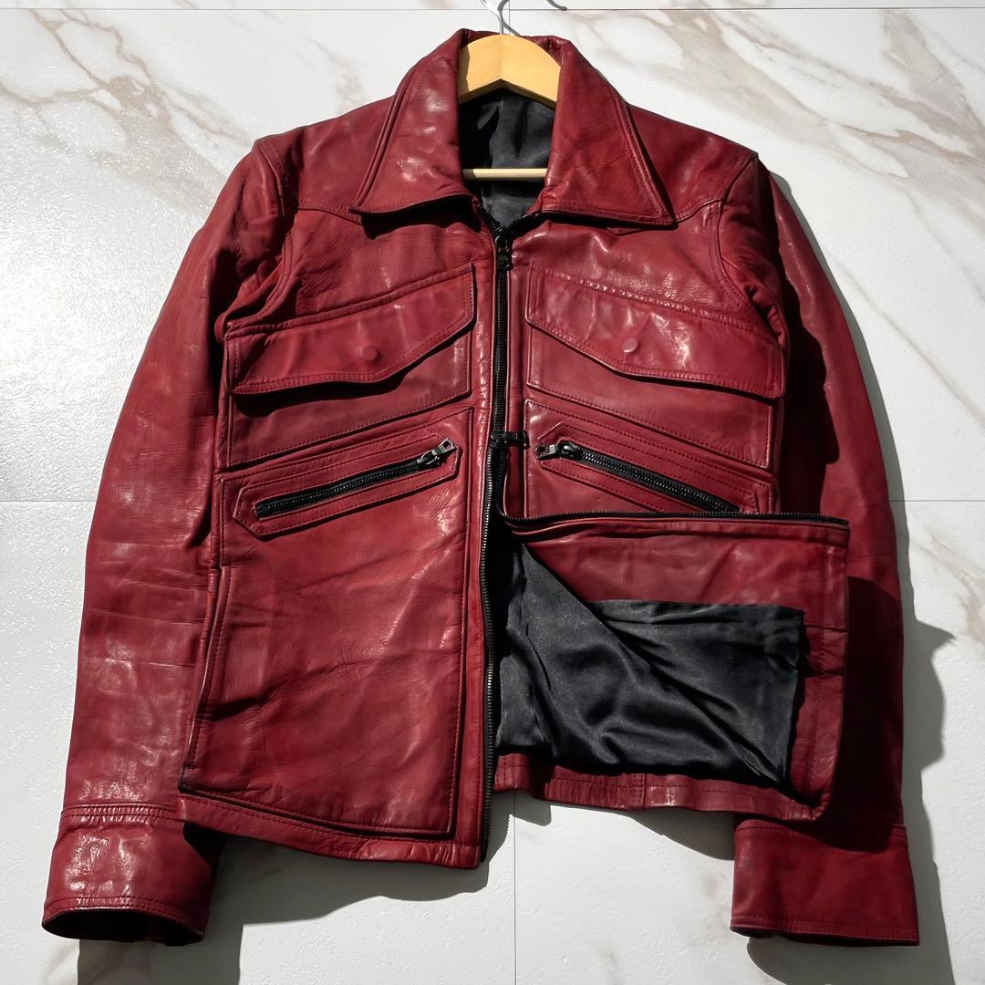 入手困難✨ ノーアイディ ホースハイド レザージャケット レッド