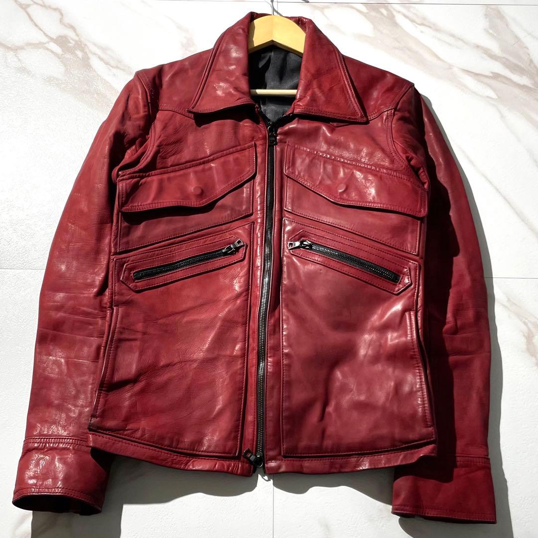 入手困難✨ ノーアイディ ホースハイド レザージャケット レッド