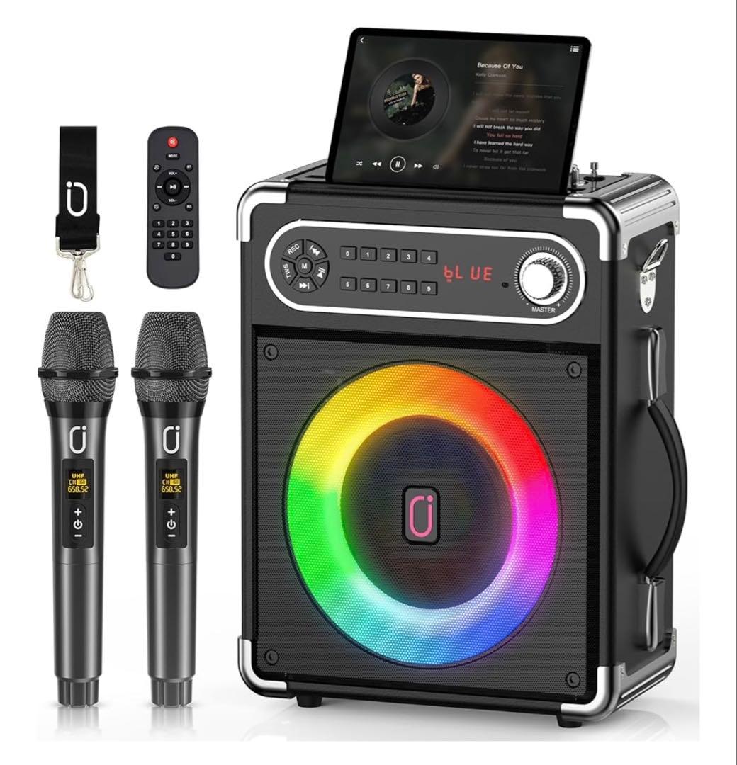 JYX スピーカーセット カラオケスピーカー TWS機能付き 2本マイク