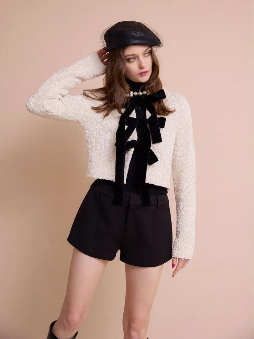 【超美品】eimyistoire フロントリボンニットトップス ホワイト