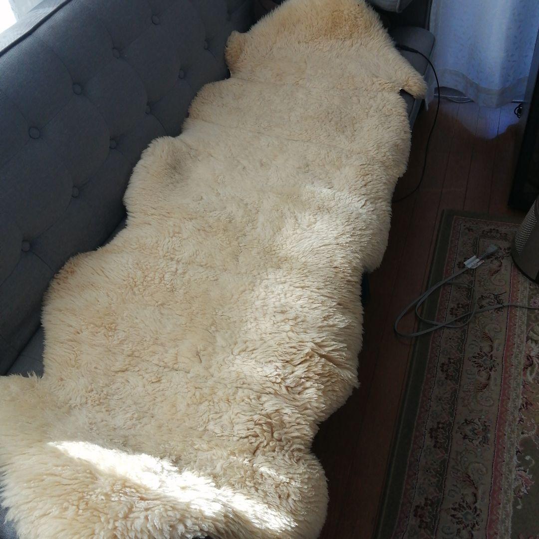 ラグマット羊皮　羊毛　２匹縫い合わせ　超特大　オーストラリア製