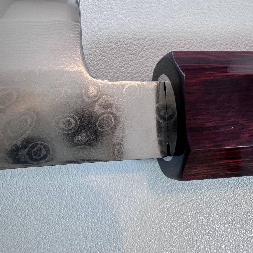 【鞘付き】 270mm 墨流し　柳刃包丁 紫檀八角柄 鏡面 刺身用