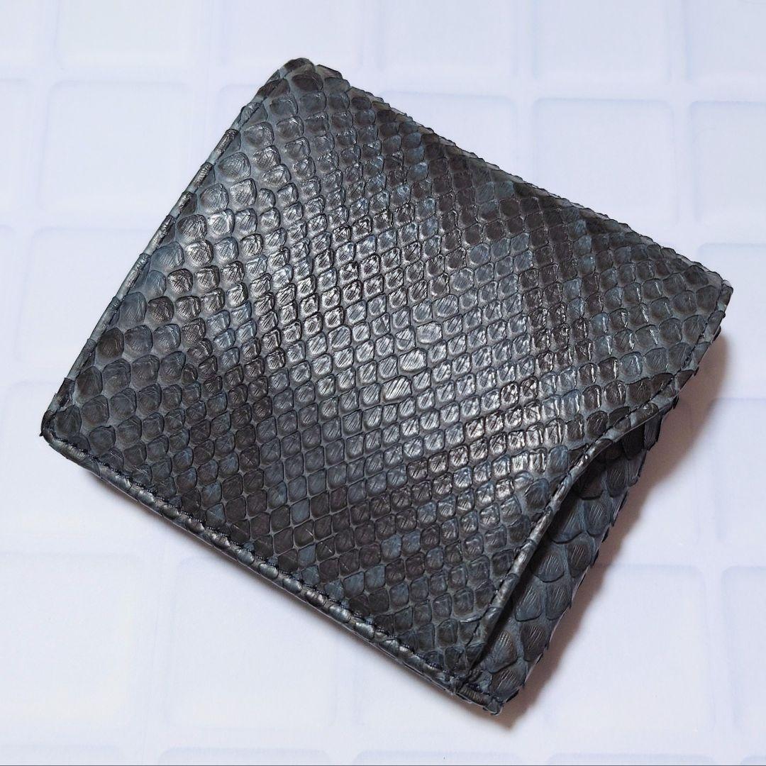 蛇革 本革 二つ折り財布 小銭入れ パイソン レザー ケース ヘビ革財布