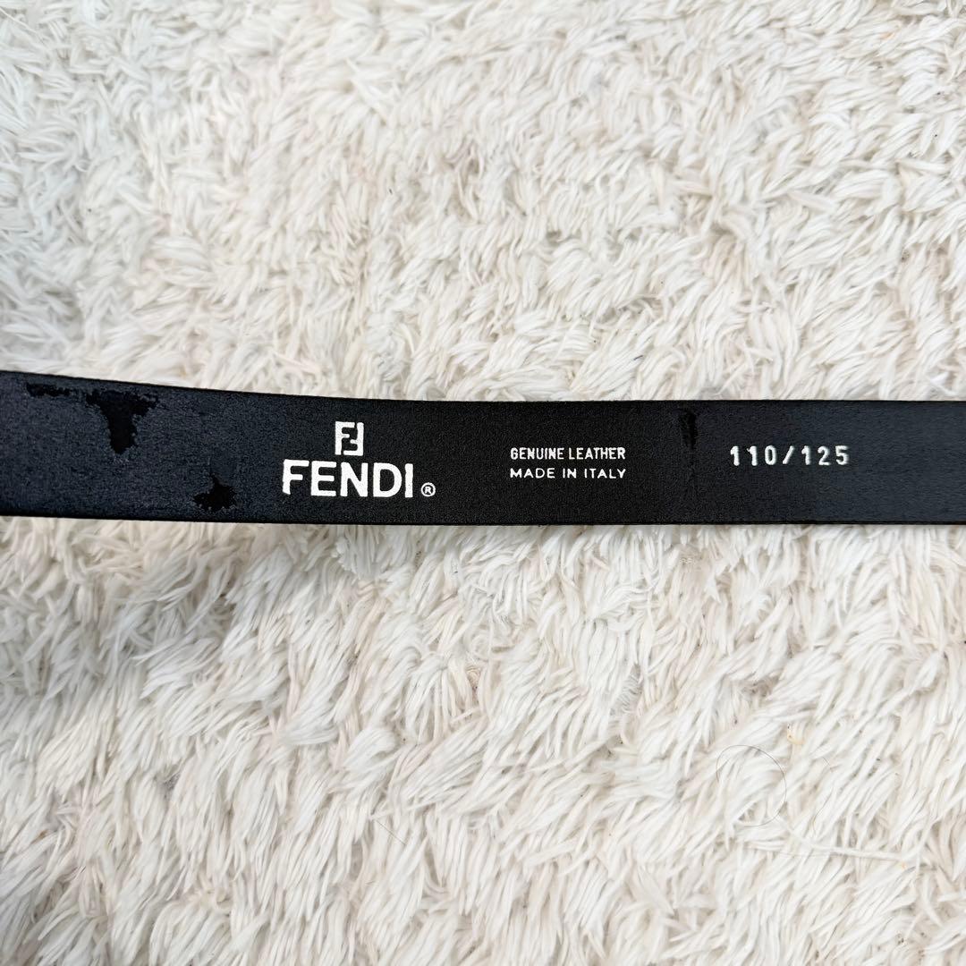 【極美品】フェンディ ベルト ズッカ ロゴ シルバー メンズ レザー ブラック