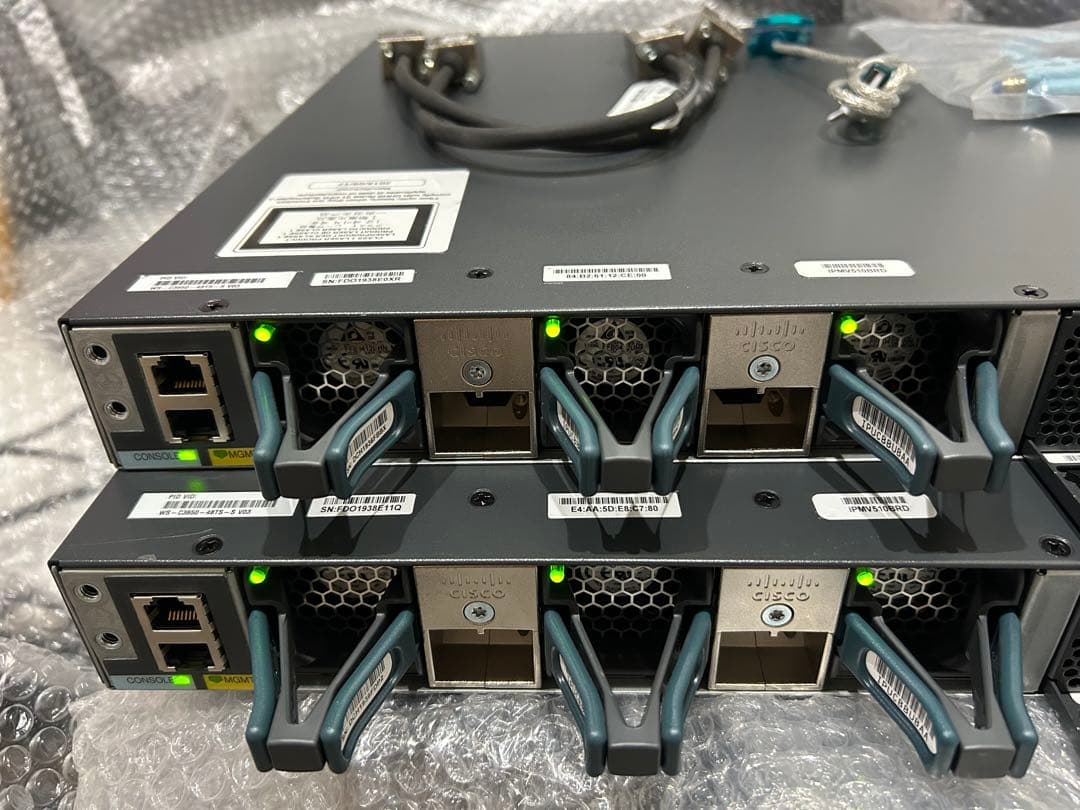 【CCNA、CCNP】2台セット スタックCisco L3スイッチ3650