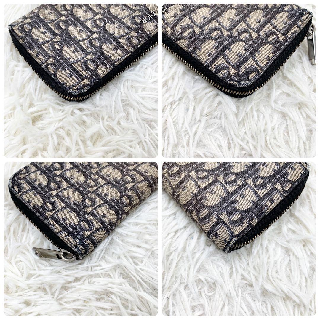 【✨美品✨】ディオール オブリーク ジャガード ラウンドジップウォレット